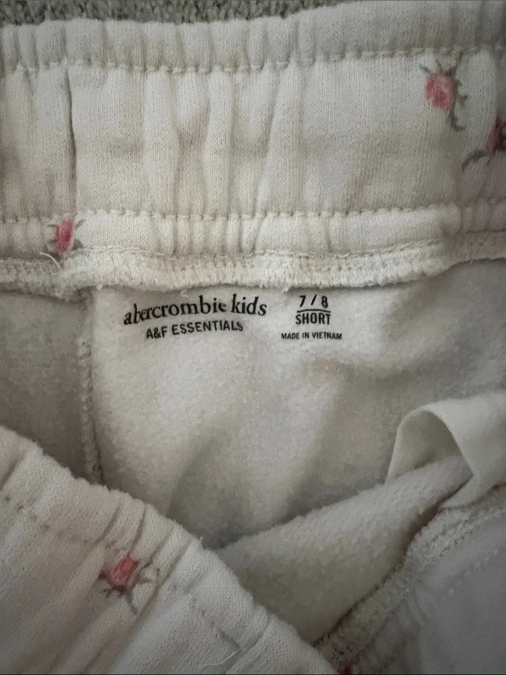 abercrombie kids Cream Sweatpants with Pink Floral Print